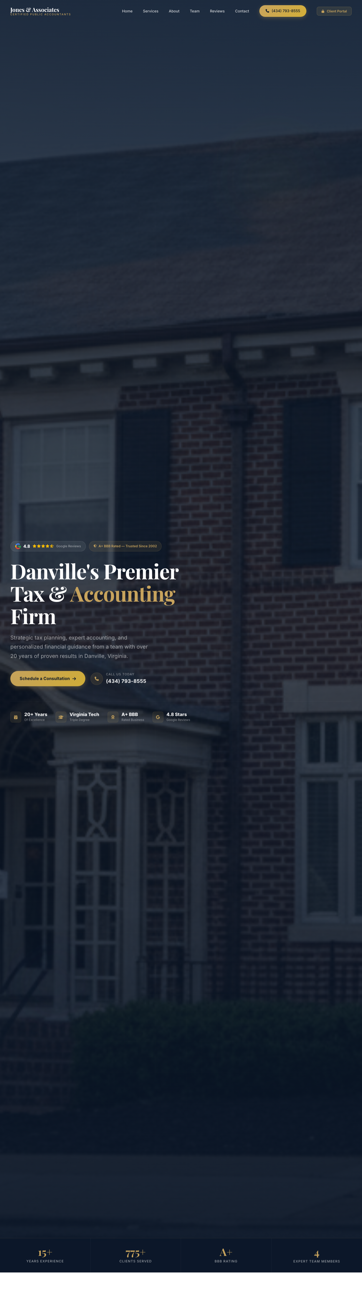 Full page preview of new website